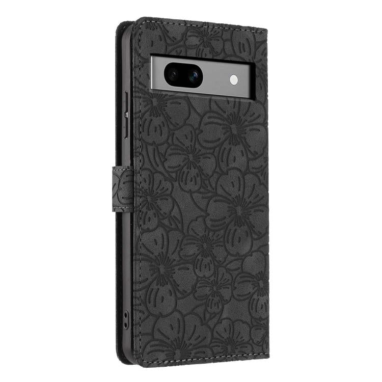 For Google Pixel 7a Cherry Blossoms Embossed Leather Phone Case