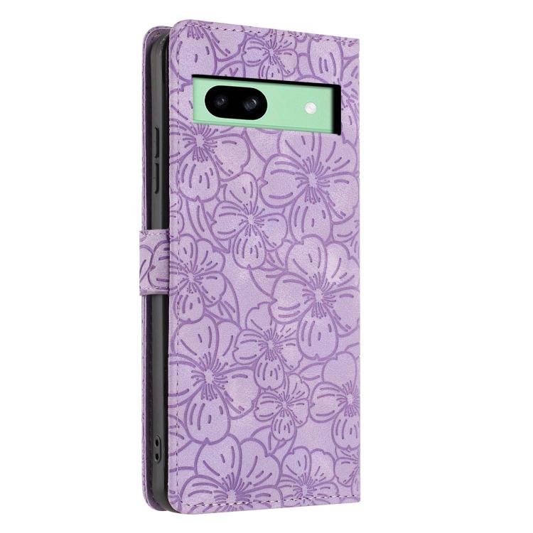 For Google Pixel 8a Cherry Blossoms Embossed Leather Phone Case
