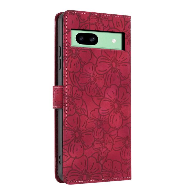 For Google Pixel 8a Cherry Blossoms Embossed Leather Phone Case