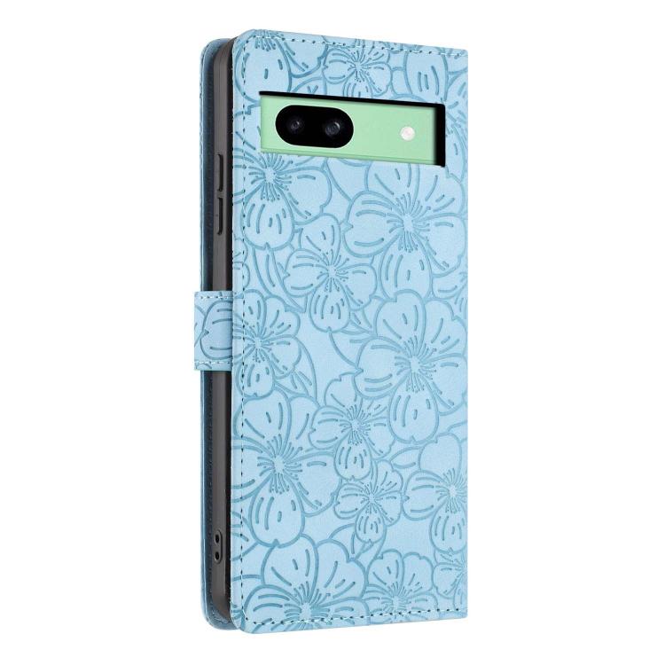 For Google Pixel 8a Cherry Blossoms Embossed Leather Phone Case