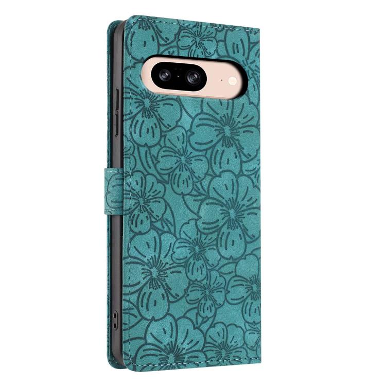 For Google Pixel 8 Cherry Blossoms Embossed Leather Phone Case