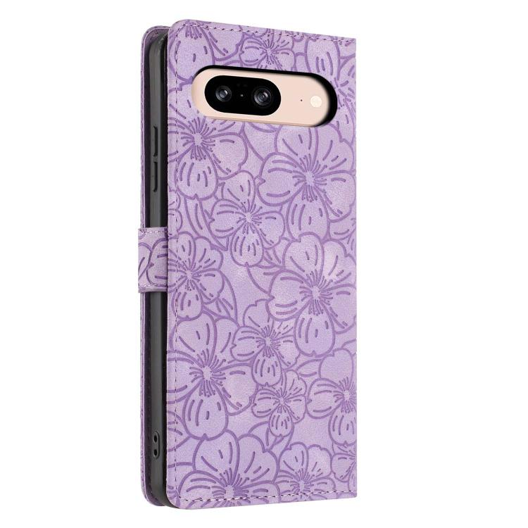 For Google Pixel 8 Cherry Blossoms Embossed Leather Phone Case