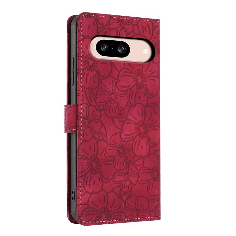 For Google Pixel 8 Cherry Blossoms Embossed Leather Phone Case