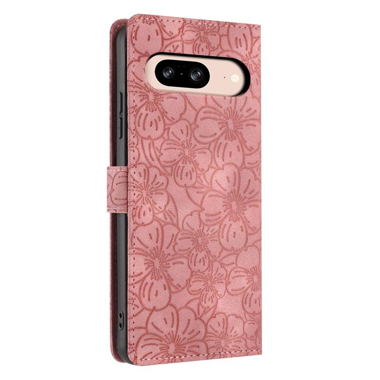 For Google Pixel 8 Cherry Blossoms Embossed Leather Phone Case