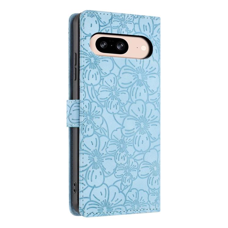 For Google Pixel 8 Cherry Blossoms Embossed Leather Phone Case