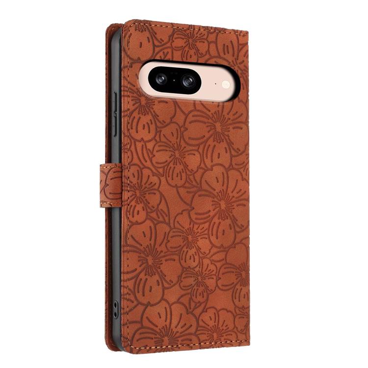 For Google Pixel 8 Cherry Blossoms Embossed Leather Phone Case