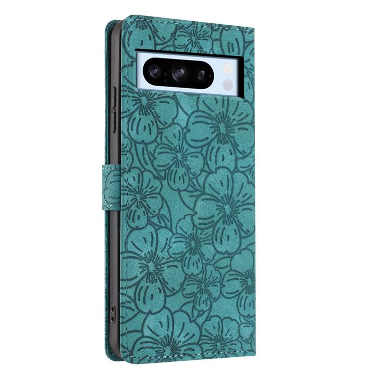 For Google Pixel 8 Pro Cherry Blossoms Embossed Leather Phone Case