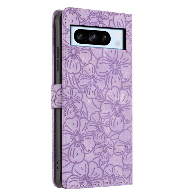 For Google Pixel 8 Pro Cherry Blossoms Embossed Leather Phone Case
