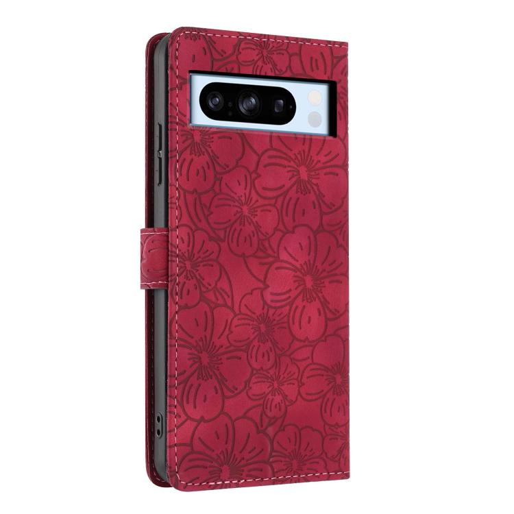For Google Pixel 8 Pro Cherry Blossoms Embossed Leather Phone Case