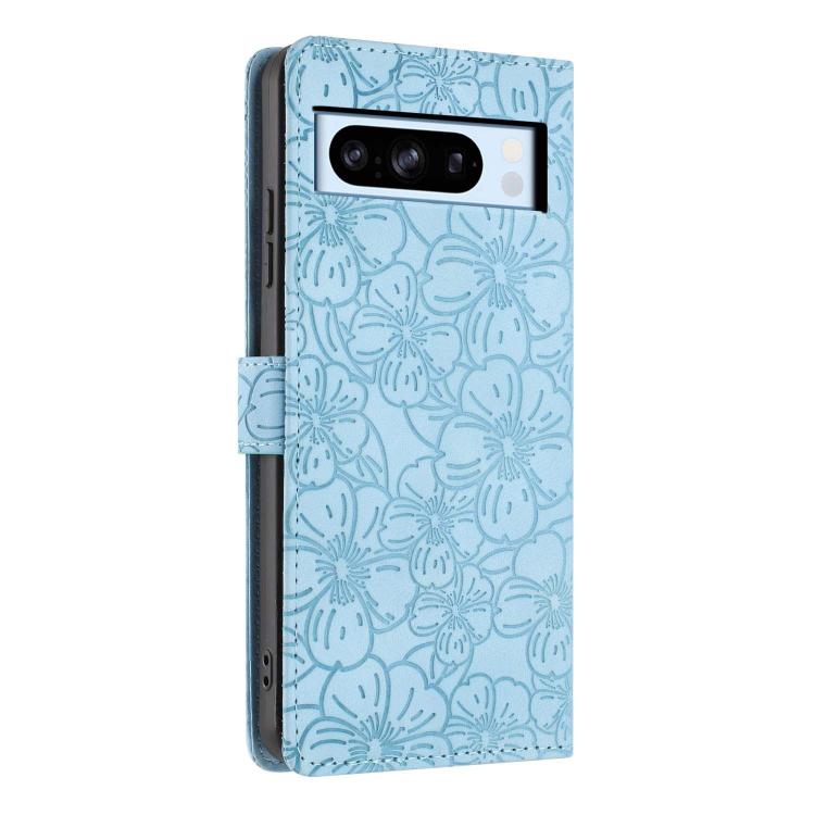 For Google Pixel 8 Pro Cherry Blossoms Embossed Leather Phone Case