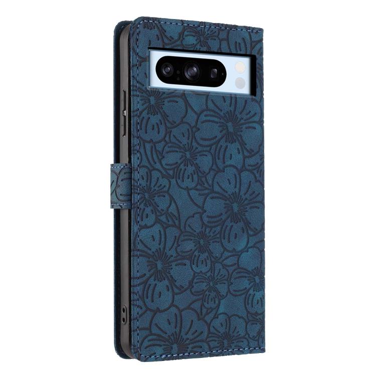 For Google Pixel 8 Pro Cherry Blossoms Embossed Leather Phone Case