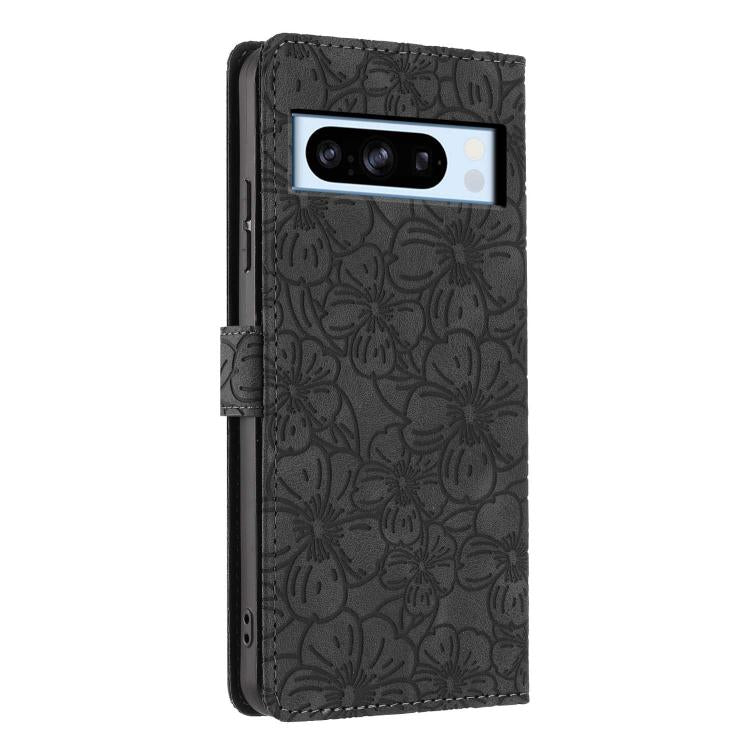 For Google Pixel 8 Pro Cherry Blossoms Embossed Leather Phone Case