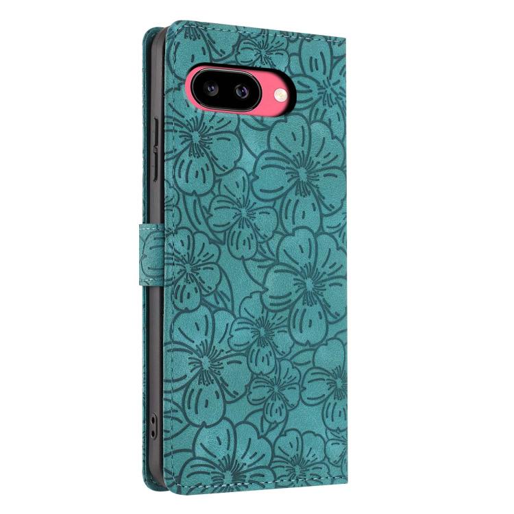 For Google Pixel 9a Cherry Blossoms Embossed Leather Phone Case