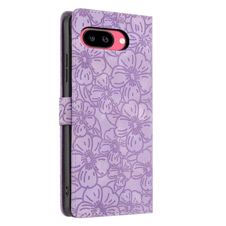 For Google Pixel 9a Cherry Blossoms Embossed Leather Phone Case