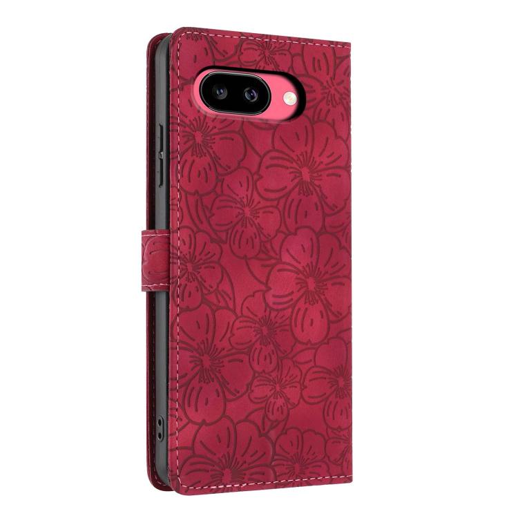 For Google Pixel 9a Cherry Blossoms Embossed Leather Phone Case