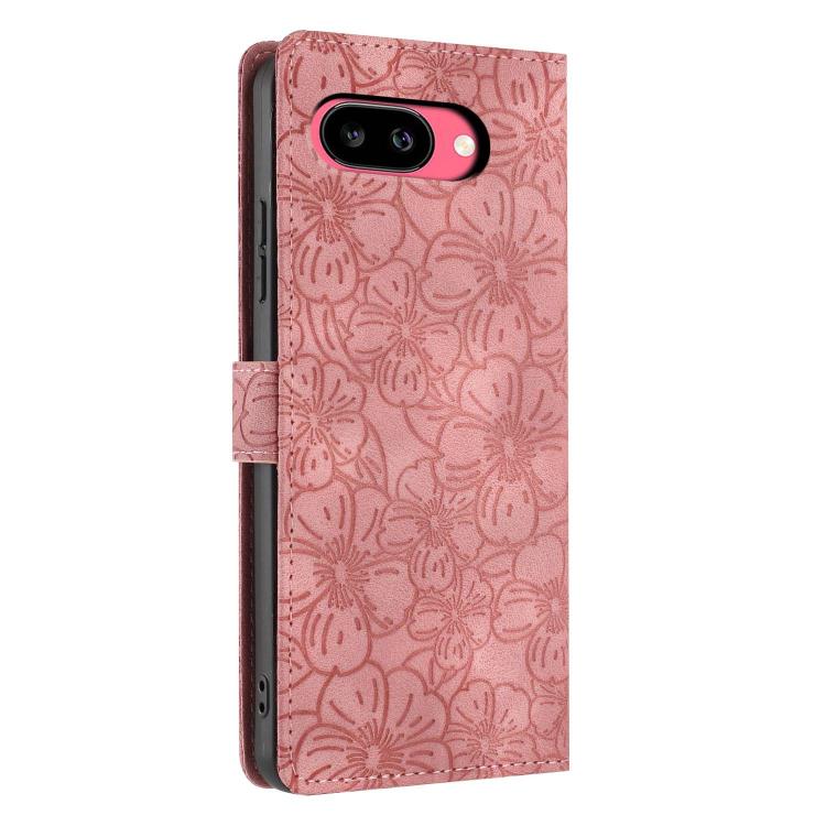 For Google Pixel 9a Cherry Blossoms Embossed Leather Phone Case