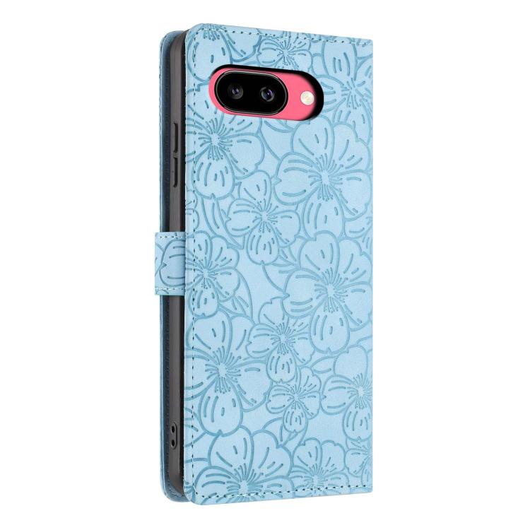 For Google Pixel 9a Cherry Blossoms Embossed Leather Phone Case