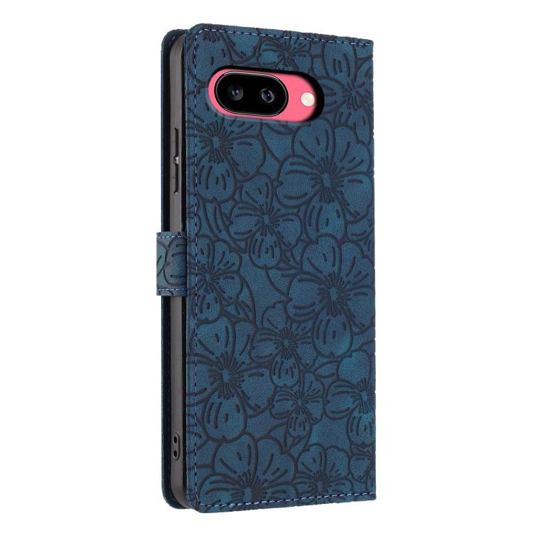 For Google Pixel 9a Cherry Blossoms Embossed Leather Phone Case