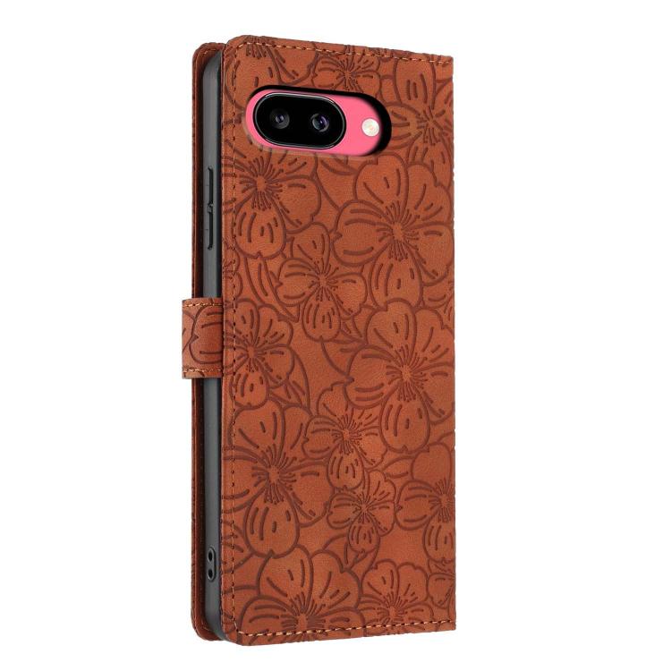 For Google Pixel 9a Cherry Blossoms Embossed Leather Phone Case