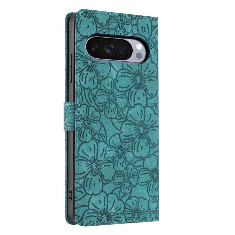 For Google Pixel 9 / 9 Pro Cherry Blossoms Embossed Leather Phone Case