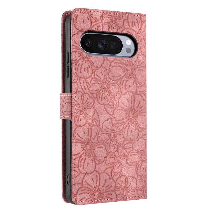 For Google Pixel 9 / 9 Pro Cherry Blossoms Embossed Leather Phone Case