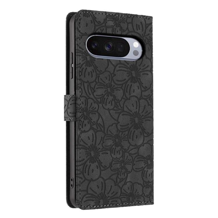 For Google Pixel 9 / 9 Pro Cherry Blossoms Embossed Leather Phone Case