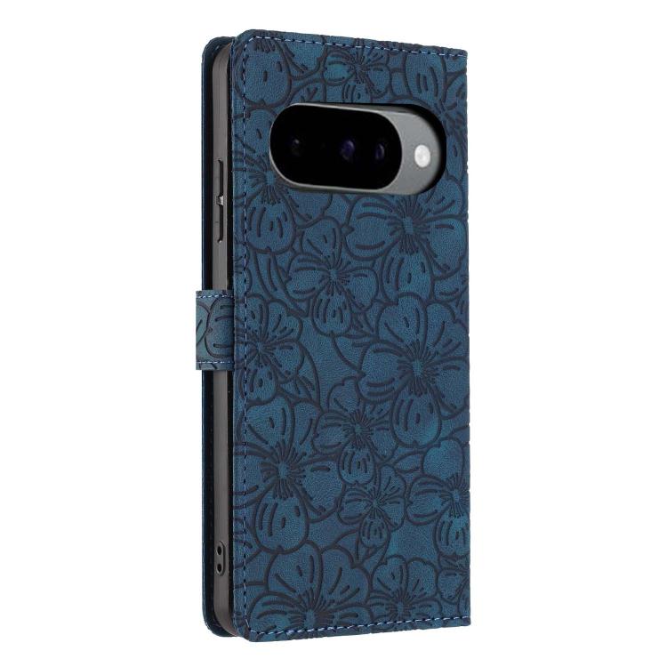 For Google Pixel 9 Pro XL Cherry Blossoms Embossed Leather Phone Case