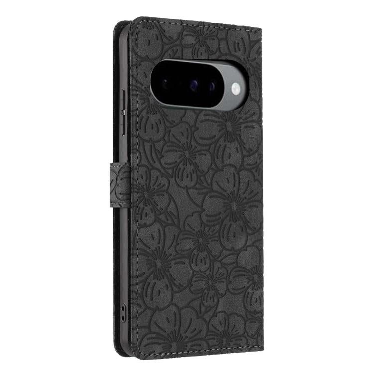 For Google Pixel 9 Pro XL Cherry Blossoms Embossed Leather Phone Case