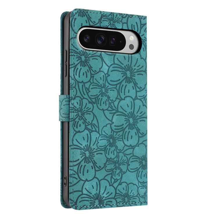 For Google Pixel 10 Pro XL Cherry Blossoms Embossed Leather Phone Case