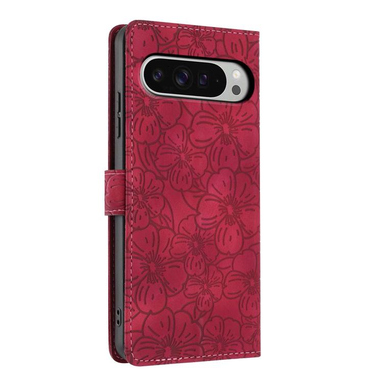 For Google Pixel 10 Pro XL Cherry Blossoms Embossed Leather Phone Case