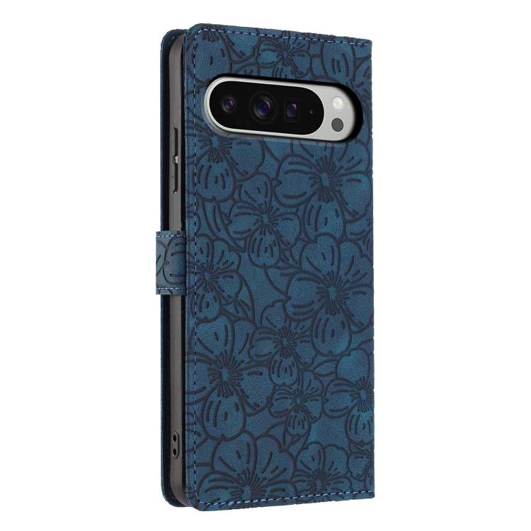 For Google Pixel 10 Pro XL Cherry Blossoms Embossed Leather Phone Case