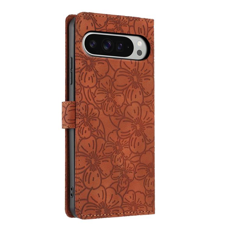 For Google Pixel 10 Pro XL Cherry Blossoms Embossed Leather Phone Case