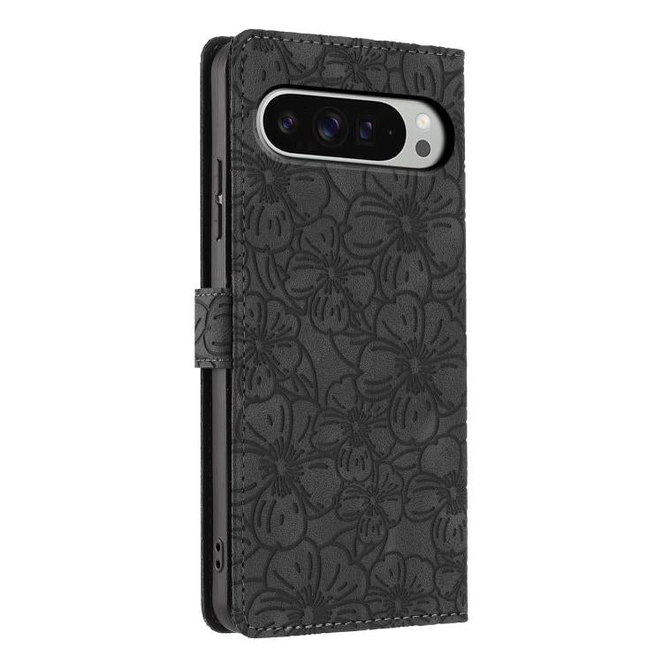 For Google Pixel 10 Pro XL Cherry Blossoms Embossed Leather Phone Case