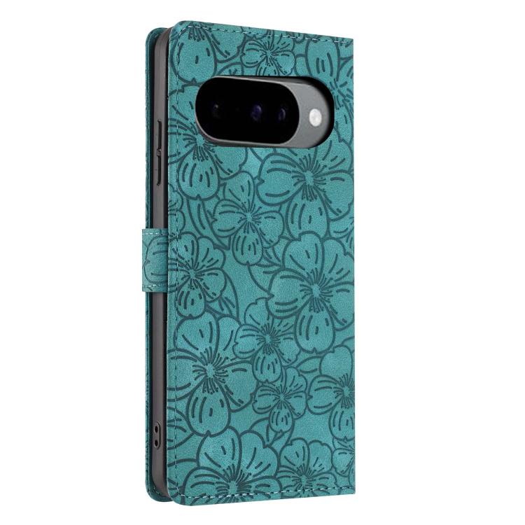 For Google Pixel 10 / 10 Pro Cherry Blossoms Embossed Leather Phone Case