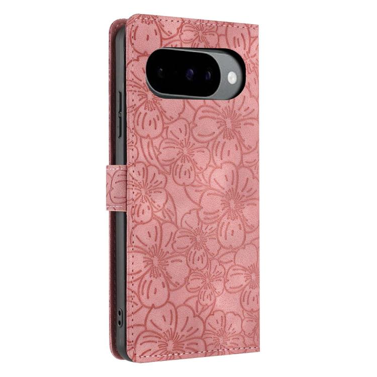 For Google Pixel 10 / 10 Pro Cherry Blossoms Embossed Leather Phone Case