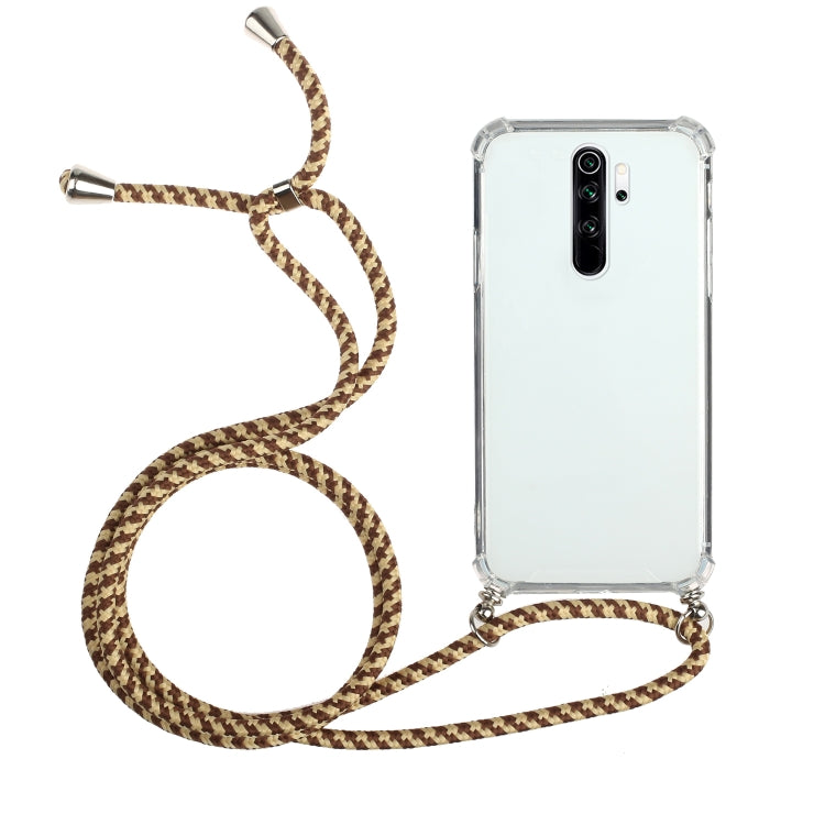 For Xiaomi Redmi 9 Four-Corner Shockproof Transparent TPU Protective Case with Lanyard