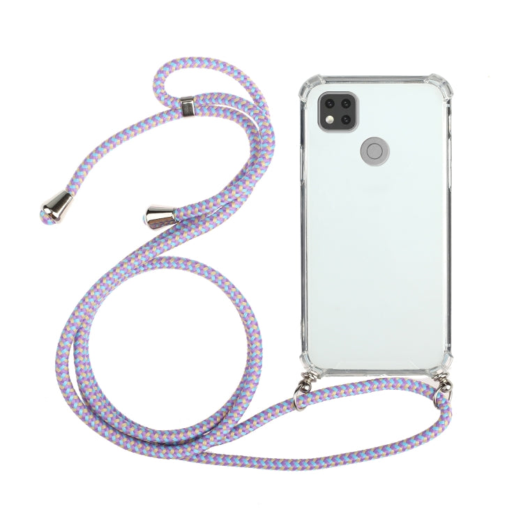 For Xiaomi Redmi 9C Four-Corner Shockproof Transparent TPU Protective Case with Lanyard