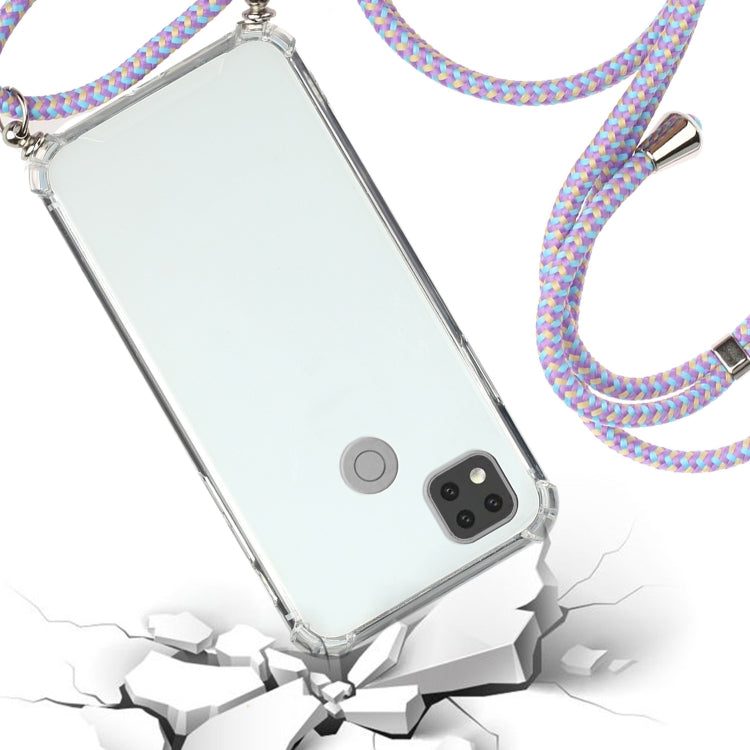 For Xiaomi Redmi 9C Four-Corner Shockproof Transparent TPU Protective Case with Lanyard