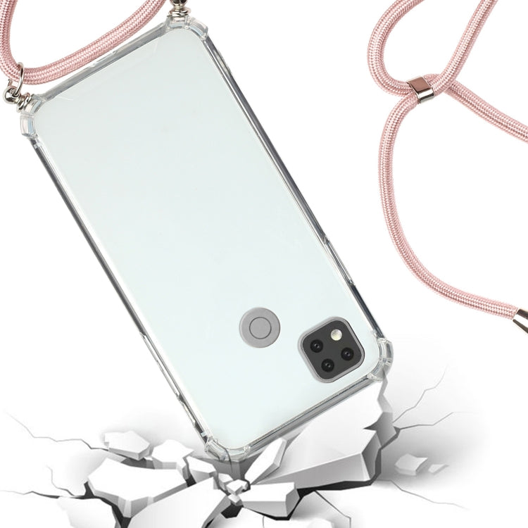 For Xiaomi Redmi 9C Four-Corner Shockproof Transparent TPU Protective Case with Lanyard