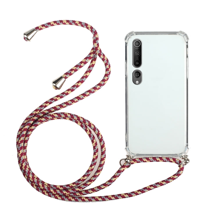For Xiaomi Mi 10 Four-Corner Shockproof Transparent TPU Protective Case with Lanyard