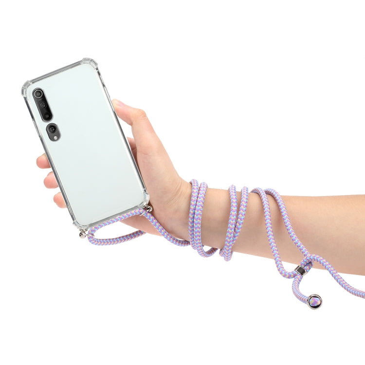 For Xiaomi Mi 10 Four-Corner Shockproof Transparent TPU Protective Case with Lanyard