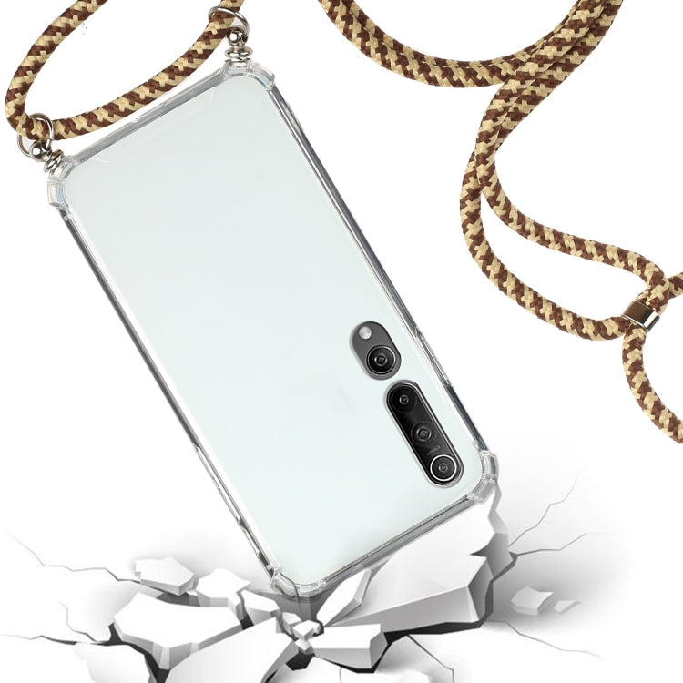 For Xiaomi Mi 10 Four-Corner Shockproof Transparent TPU Protective Case with Lanyard