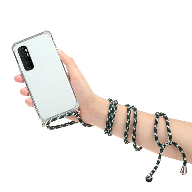 For Xiaomi Mi Note 10 Lite Four-Corner Shockproof Transparent TPU Protective Case with Lanyard