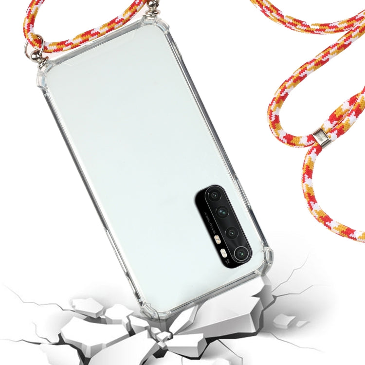For Xiaomi Mi Note 10 Lite Four-Corner Shockproof Transparent TPU Protective Case with Lanyard