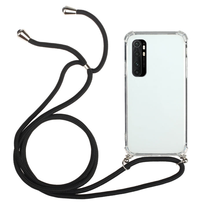 For Xiaomi Mi Note 10 Lite Four-Corner Shockproof Transparent TPU Protective Case with Lanyard