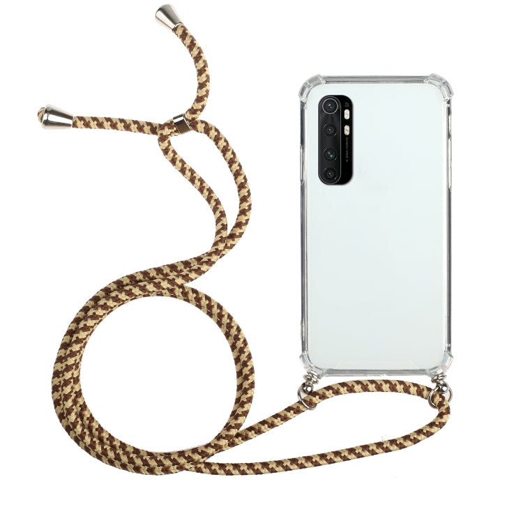 For Xiaomi Mi Note 10 Lite Four-Corner Shockproof Transparent TPU Protective Case with Lanyard