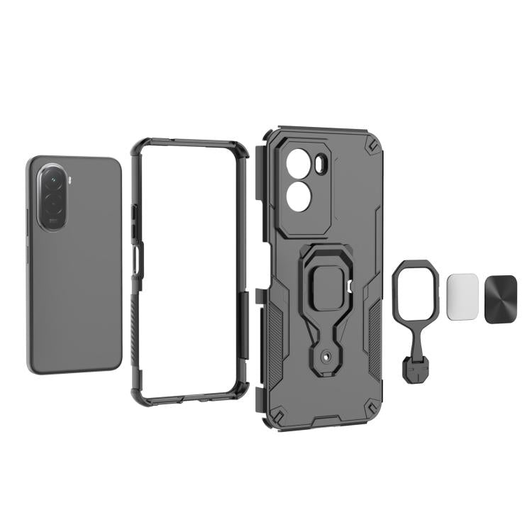 For Xiaomi Poco M7 4G 169mm Metal Kickstand TPU Hybrid PC Phone Case