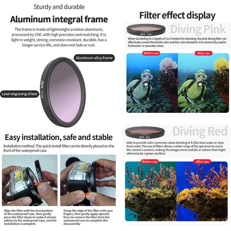 For Insta360 GO Ultra JSR Diving Filter for Waterproof Case, Filter:ND16