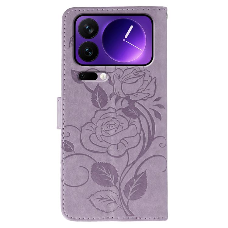 For Xiaomi 17 Pro Rose Butterfly Embossed Leather Phone Case