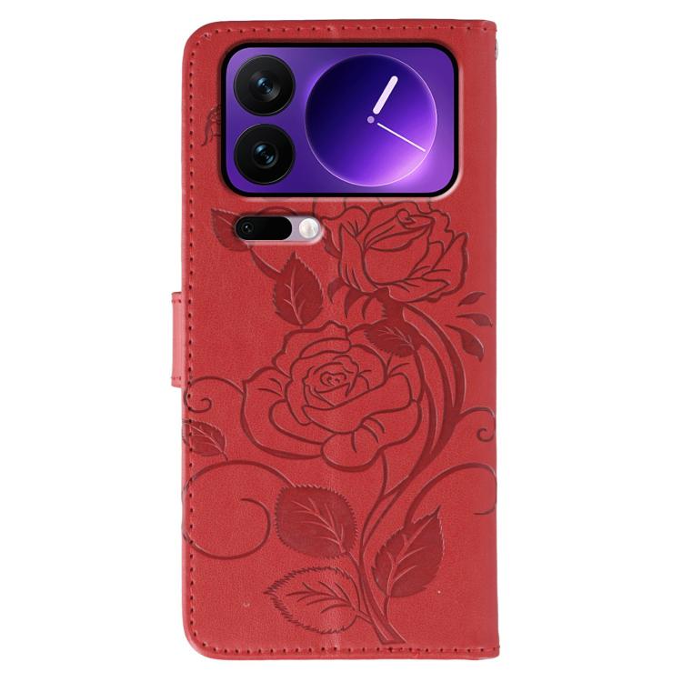 For Xiaomi 17 Pro Rose Butterfly Embossed Leather Phone Case